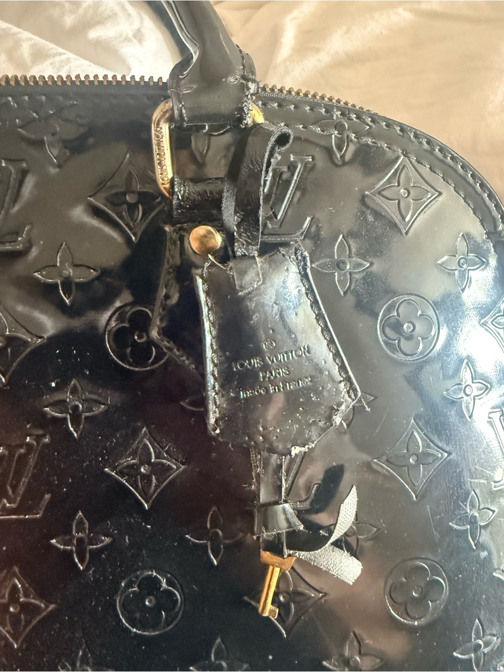 Louis Vuitton Black Vernis Alma Satchel with Gold Hardware READ PLEASE NO RETURN - Picture 12 of 14